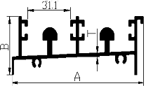 Aluminum extruded sliding door two track bottom